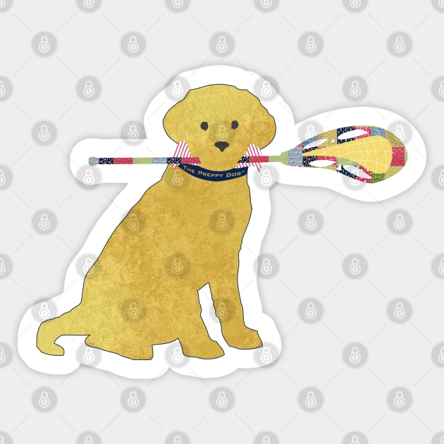 Preppy Golden Retriever Lacrosse Dog Sticker by emrdesigns